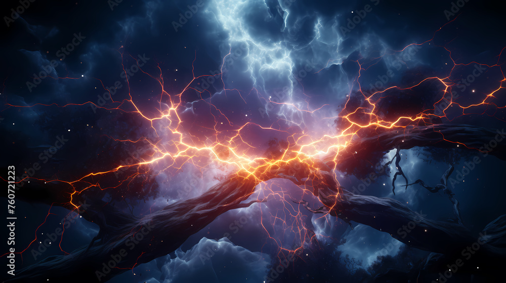 Canvas Prints energy lightning collision powerful illustration explosion background