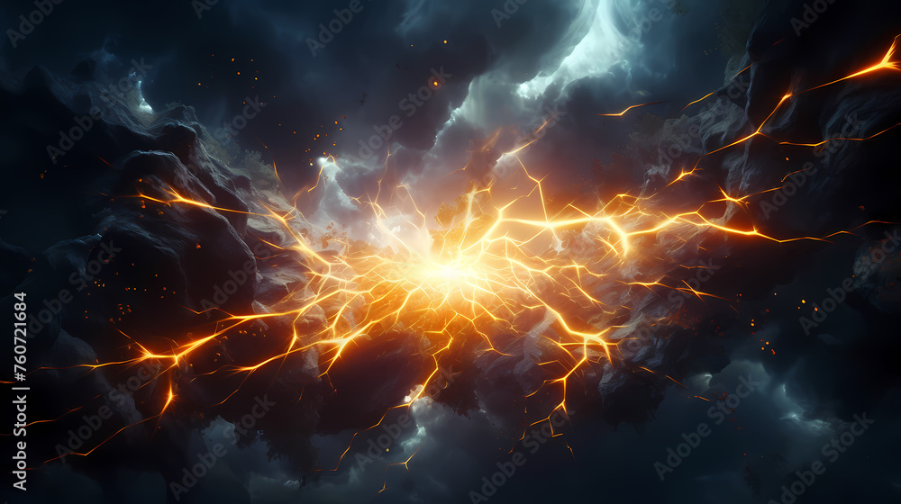 Canvas Prints energy lightning collision powerful illustration explosion background