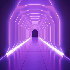 Lilac neon tunnel entrance path design seamless tunnel lighting neon linear strip backgrounds