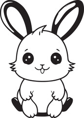 Bunny black and white vector