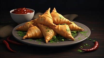 Samosas, a Spicy Blend of Vegetables or Meat Warp