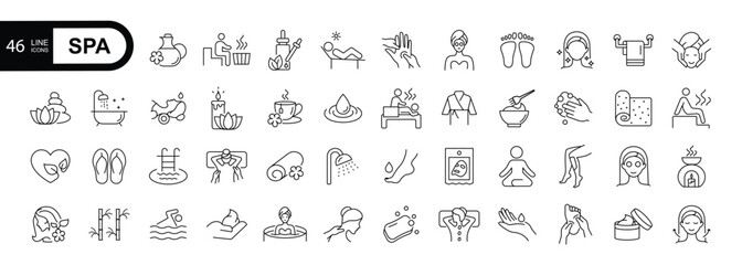 Spa Related Vector Line Icons. Editable Stroke.