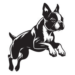 Retro Boston Terrier Silhouette Collection, Boston Terrier Silhouette Art, Vintage-Inspired Boston Terrier Silhouette 