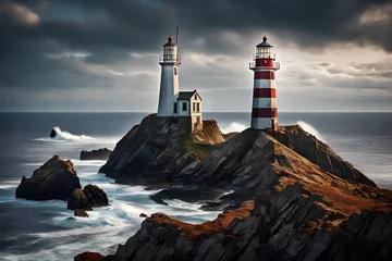 Zelfklevend Fotobehang lighthouse on the coast of state © Adeel