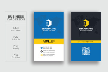 Vertical Creative Corporate Business Card Design Template