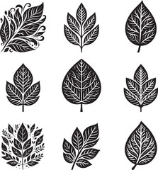 Fototapeta premium Leaf silhouette vector illustration set