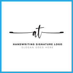 AT initials Handwriting signature logo. AT Hand drawn Calligraphy lettering Vector. AT letter real estate, beauty, photography letter logo design.