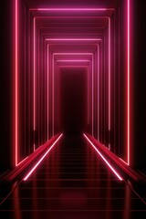 Maroon neon tunnel entrance path design seamless tunnel lighting neon linear strip backgrounds