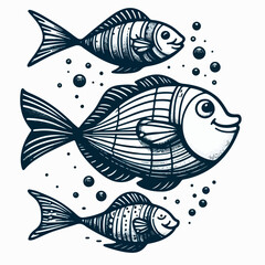 Fototapeta premium cute cartoon set of fish