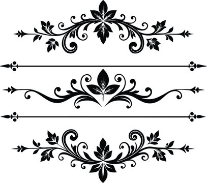 Vintage elegant ornament divider collection. Classic divider element for design. Swirl floral element