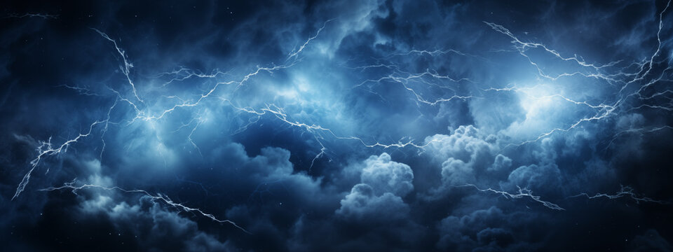 Electric Storm with Dynamic Lightning Bolts in Clouds