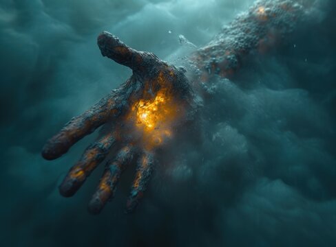 underwater hand reaching out