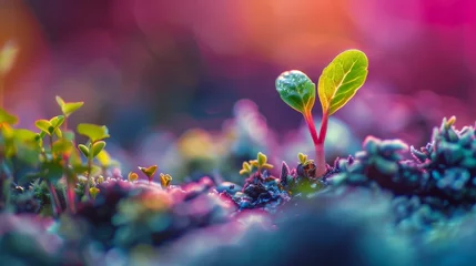 Fotobehang Illustrate the enchanting process of a seed evolving into a vivid burst of colors © Supasin