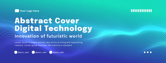 Digital technology poster cover speed connect blue green background, cyber information, abstract communication, innovation future tech data, internet network connection, Ai big data blend illustration