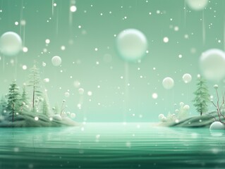 Mint christmas background with background dots, in the style of cosmic landscape