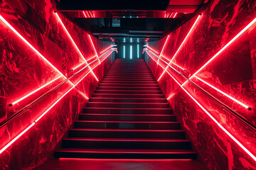 Vibrant neon red stairs