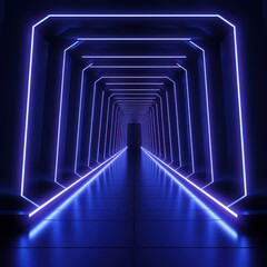 Navy Blue neon tunnel entrance path design seamless tunnel lighting neon linear strip