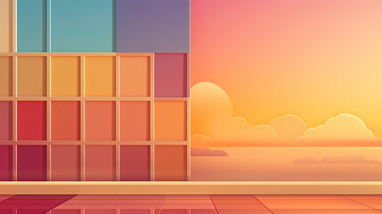 Engaging abstract background inspired by a nostalgic color palette, utilizing retro-inspired hues, subtle gradients, and timeless color combinations for a vintage aesthetic Background Ai Generative