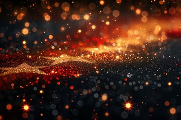 black background with Austria flag colors in glitter and bokeh 