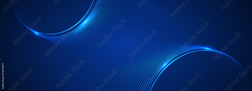 Poster Abstract blue modern background with smooth lines. Dynamic waves. vector illustration.