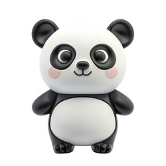 Charming 3D panda character with oversized eyes and a heartwarming smile standing against a transparent backdrop