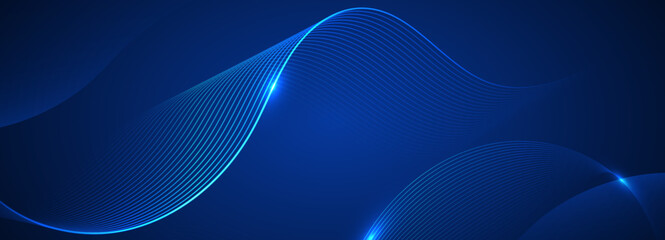 Fototapeta premium Abstract blue modern background with smooth lines. Dynamic waves. vector illustration.