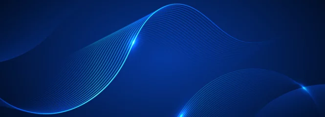 Fototapeten Abstract blue modern background with smooth lines. Dynamic waves. vector illustration. © kanpisut
