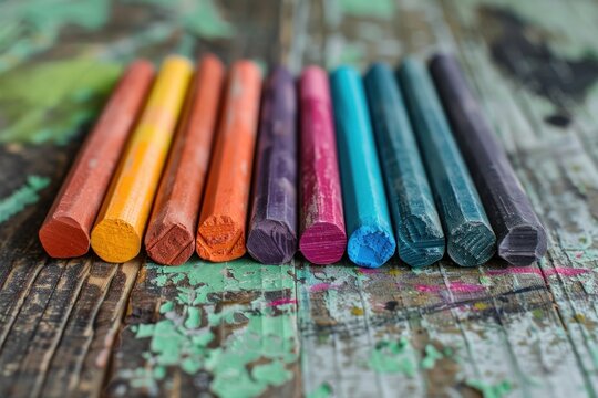 A collection of colorful plant-based crayons lined up against a textured background.
