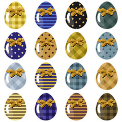 Easter eggs set on white background decor holiday art isolated 