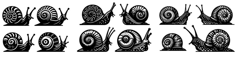 Garden Dwellers - Enchanting Snail Silhouette Collection