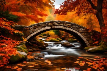 old bridge in autumn forest