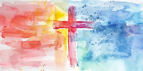 Foto op Plexiglas a painting of a cross on a white background © progressman