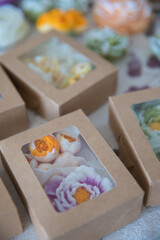 Handmade candles in the shape of flowers