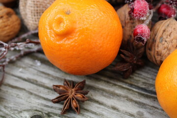 Fototapeta premium Tangerines and nuts