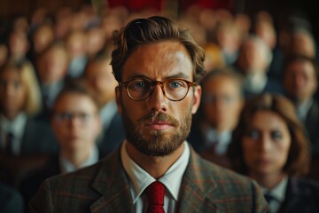 Fototapeta premium Attentive man among a crowd