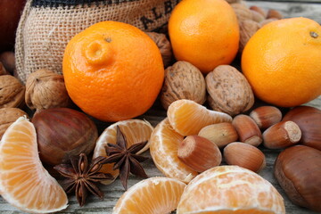 Tangerines and nuts