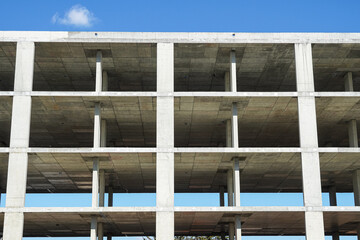 Concrete structure at construction site of a new apartment building