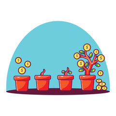 Investment Money Cartoon Wall VECTOR ILUSTRATION