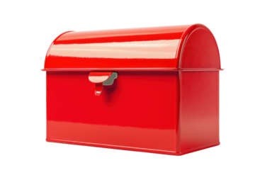 One red postal box on a transparent background.