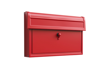 One red postal box on a transparent background.