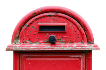 One red postal box on a transparent background.