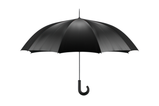 One black sun umbrella on a transparent background