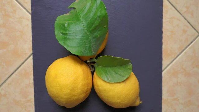 limoni con foglie, lemons with leaves