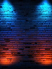 Neon lighting in a brick wall