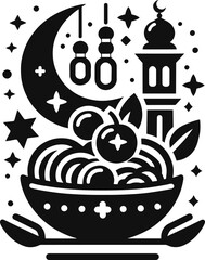 Ramadan Kareem Related Food Vector Line Icons. Food Outline Symbol Collection. linear vector icons such as ramadan.