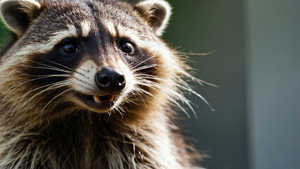 raccoon face close up