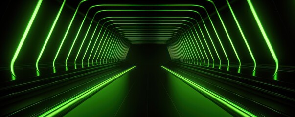 Olive neon tunnel entrance path design seamless tunnel lighting neon linear strip background