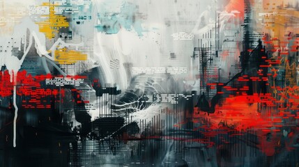 Abstract painting with hidden stock market symbols
