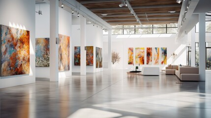 An art gallery with beautiful paintings  - obrazy, fototapety, plakaty
