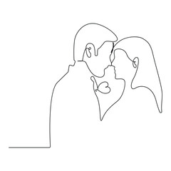 Kiss day continuous one line art drawing vector design and illustration